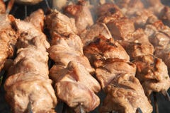 Meat Kebabs Shashlyk On A Bbq Stock Photo