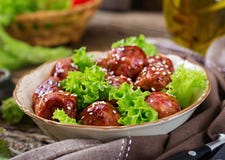 Meatballs with beef in sweet and sour sauce. stock photos Meatballs with beef in sweet and sour sauce. stock photos