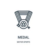 medal icon vector from motor sports collection. Thin line medal outline icon vector illustration. Linear symbol vector illustration medal icon vector from motor sports collection. Thin line medal outline icon vector illustration. Linear symbol vector illustration