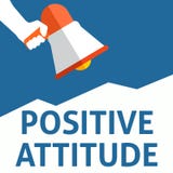 Meddelande för POSITIV INSTÄLLNING Hållande megafon för hand med anförandebubblan stock illustrationer Meddelande för POSITIV INSTÄLLNING Hållande megafon för hand med anförandebubblan stock illustrationer