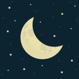 Media luna en fondo de la noche estrellada ilustración del vector Media luna en fondo de la noche estrellada ilustración del vector
