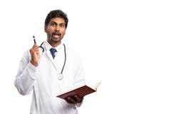 Medic having great idea while holding agenda royalty free stock images Medic having great idea while holding agenda royalty free stock images