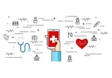 Medical element flat line set icons illustration vector illustration Medical element flat line set icons illustration vector illustration