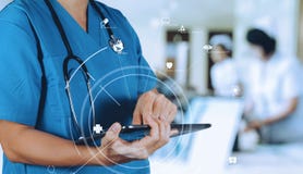 Medical technology concept.Smart Doctor using digital tablet com stock photography Medical technology concept.Smart Doctor using digital tablet com stock photography