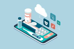 Medicina, cuidados médicos e terapia app ilustração stock Medicina, cuidados médicos e terapia app ilustração stock