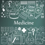 Medicina ed icone farmaceutiche della scrittura di scarabocchio di medicina Fotografie Stock Libere da Diritti Medicina ed icone farmaceutiche della scrittura di scarabocchio di medicina Fotografie Stock Libere da Diritti