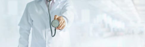 Medicine doctor with stethoscope on hospital backgroud stock photography Medicine doctor with stethoscope on hospital backgroud stock photography