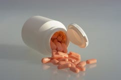 Medicine Pills With A White Bottle Stock Images
