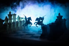 Medieval Battle Scene With Cavalry And Infantry On Chessboard. Chess Board Game Concept Of Business Ideas And Competition And Stra Royalty Free Stock Photos