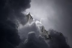 Medieval castle in the middle of the clouds royalty free stock photography Medieval castle in the middle of the clouds royalty free stock photography