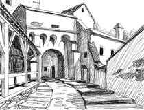 Medieval Citadel Sketch Royalty Free Stock Photography Medieval Citadel Sketch Royalty Free Stock Photography