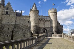 Medieval stone fortress Het Steen, Antwerp city, Belgium royalty free stock photography Medieval stone fortress Het Steen, Antwerp city, Belgium royalty free stock photography