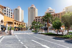 The Medina Centrale district at the Pearl in Doha stock photography The Medina Centrale district at the Pearl in Doha stock photography