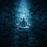 Meditare concetto dell'astronauta illustrazione di stock Meditare concetto dell'astronauta illustrazione di stock