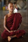 Meditating Buddhist novice in Yangon, Myanmar. Stock Photography Meditating Buddhist novice in Yangon, Myanmar. Stock Photography