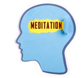 Meditation word in the person head