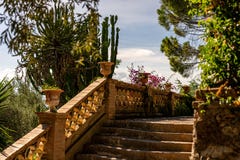 mediterranean garden in taormina on sicily island, italy