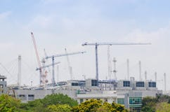 Mega Construction Site And Cranes Stock Photography