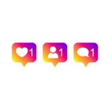 Meios sociais Instagram moderno como 1, seguidor 1, cor do inclina??o do coment?rio 1 Gosto, seguidor, bot?o do coment?rio, ?cone ilustração do vetor Meios sociais Instagram moderno como 1, seguidor 1, cor do inclina??o do coment?rio 1 Gosto, seguidor, bot?o do coment?rio, ?cone ilustração do vetor