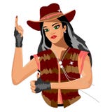 Meisje in een cowboyhoed die benadrukken royalty-vrije illustratie Meisje in een cowboyhoed die benadrukken royalty-vrije illustratie