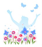 Meisje en vlinders stock illustratie Meisje en vlinders stock illustratie