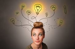 Meisje met ontwerp het denken concept stock afbeelding Meisje met ontwerp het denken concept stock afbeelding