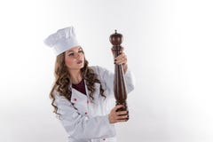 Meisjeskok met peper stock afbeeldingen Meisjeskok met peper stock afbeeldingen