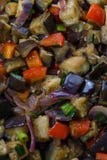 Melanzane e pepe con il sause dell'aglio, della cipolla e della soia, ricetta cinese fotografia stock libera da diritti Melanzane e pepe con il sause dell'aglio, della cipolla e della soia, ricetta cinese fotografia stock libera da diritti