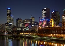 Melbourne CBD At Night Royalty Free Stock Photo