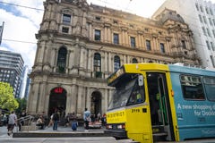 Melbourne City Circle Tram service is operating in the central business district stock images Melbourne City Circle Tram service is operating in the central business district stock images