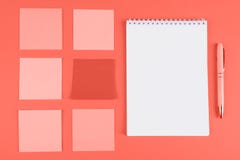 Memo stickers and notebook on orange background royalty free stock photos Memo stickers and notebook on orange background royalty free stock photos