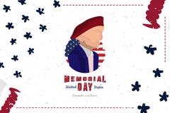 Memorial Day feliz Tarjeta de felicitación con el soldado y la fuente original y la bandera de los E.E.U.U. Plantilla por d?as de ilustración del vector Memorial Day feliz Tarjeta de felicitación con el soldado y la fuente original y la bandera de los E.E.U.U. Plantilla por d?as de ilustración del vector