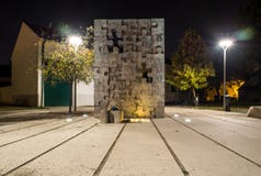 A memorial to children killed in the Homeland War in Croatia, interrupted childhood monument, Slavonski Brod, Croatia stock image A memorial to children killed in the Homeland War in Croatia, interrupted childhood monument, Slavonski Brod, Croatia stock image