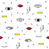 PSYCHEDELIC MEMPHIS STYLE SEAMLESS PATTERN. GEOMETRIC ELEMENTS TEXTURE. 80S-90S DESIGN ON WHITE BACKGROUND. royalty free illustration PSYCHEDELIC MEMPHIS STYLE SEAMLESS PATTERN. GEOMETRIC ELEMENTS TEXTURE. 80S-90S DESIGN ON WHITE BACKGROUND. royalty free illustration