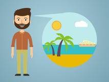 Men dreaming about his vacation vector illustration Men dreaming about his vacation vector illustration