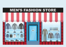 Men`s clothing store. Men`s fashion boutique clothing and footwear.. vector illustration Men`s clothing store. Men`s fashion boutique clothing and footwear.. vector illustration