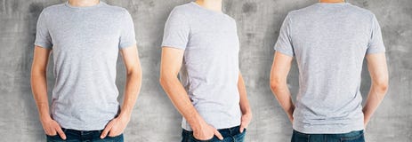 Men wearing empty grey shirt royalty free stock photography Men wearing empty grey shirt royalty free stock photography