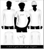Men white t-shirt and polo shirt template with hu