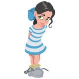 Menina bonita com uma curva estorvada em um fundo branco ilustração do vetor Menina bonita com uma curva estorvada em um fundo branco ilustração do vetor