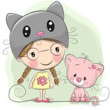 Menina bonito dos desenhos animados ilustração royalty free Menina bonito dos desenhos animados ilustração royalty free