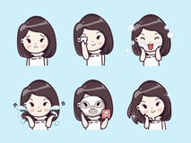 Menina bonito limpa do tratamento da cara e da máscara ilustração do vetor Menina bonito limpa do tratamento da cara e da máscara ilustração do vetor