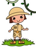 Menina bonito no fundo do branco da ilustração do safari ilustração do vetor Menina bonito no fundo do branco da ilustração do safari ilustração do vetor
