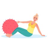 A menina com a bola na classe Pilates e na ioga Estilo de vida saudável Gráficos de vetor de povos ativos ilustração royalty free A menina com a bola na classe Pilates e na ioga Estilo de vida saudável Gráficos de vetor de povos ativos ilustração royalty free