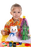 Menina com brinquedos caseiros fotografia de stock royalty free Menina com brinquedos caseiros fotografia de stock royalty free
