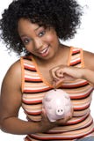 Menina do banco Piggy fotos de stock Menina do banco Piggy fotos de stock