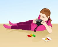 Menina que fotografa partes de Lego Fotógrafo novo imagens de stock royalty free Menina que fotografa partes de Lego Fotógrafo novo imagens de stock royalty free