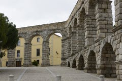 Mening van het Aquaduct in Segovia Spanje stock foto Mening van het Aquaduct in Segovia Spanje stock foto