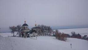 Mening van het verlichte Kremlin in de de winteravond, Kazan, Rusland stock afbeelding Mening van het verlichte Kremlin in de de winteravond, Kazan, Rusland stock afbeelding