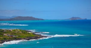 Mening van u Oahu, Hawaï van Makapu ` stock foto's Mening van u Oahu, Hawaï van Makapu ` stock foto's