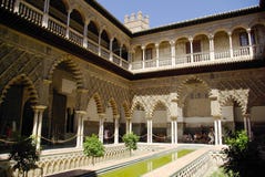 Meningen van het Alcazar-Paleis in Sevilla stock fotografie Meningen van het Alcazar-Paleis in Sevilla stock fotografie